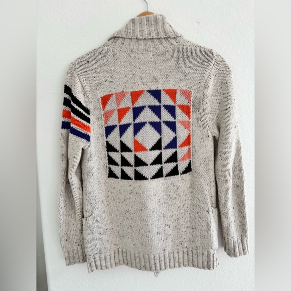 Roxy Beige Cardigan with Striped Sleeve Sz X-Small - Picture 2 of 7